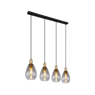Linear suspension Globo Lighting FANNI metal black E27 4 bulbs 