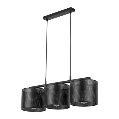 Linear suspension MORENO metal black E27 3 lamps