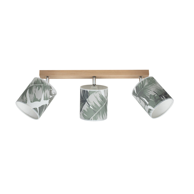 Madera Wooden FSC Ceiling Lamp 3xE27 Max.25W Oak Oiled/Gray-Green FSC Wallpaper