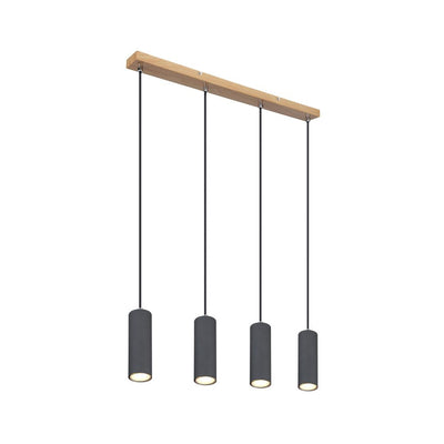 Linear suspension Globo Lighting ROBBY metal dark wood GU10 4 bulbs 