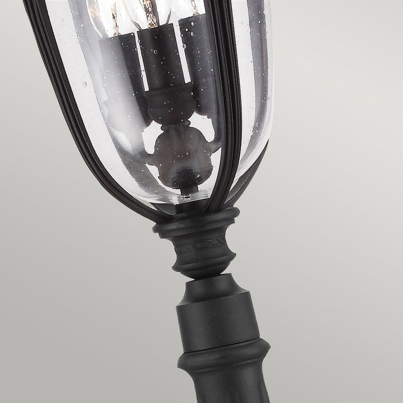 Street light Feiss (FE-EB4-M-BLK) English Bridle steel, pressed glass E14 3 bulbs