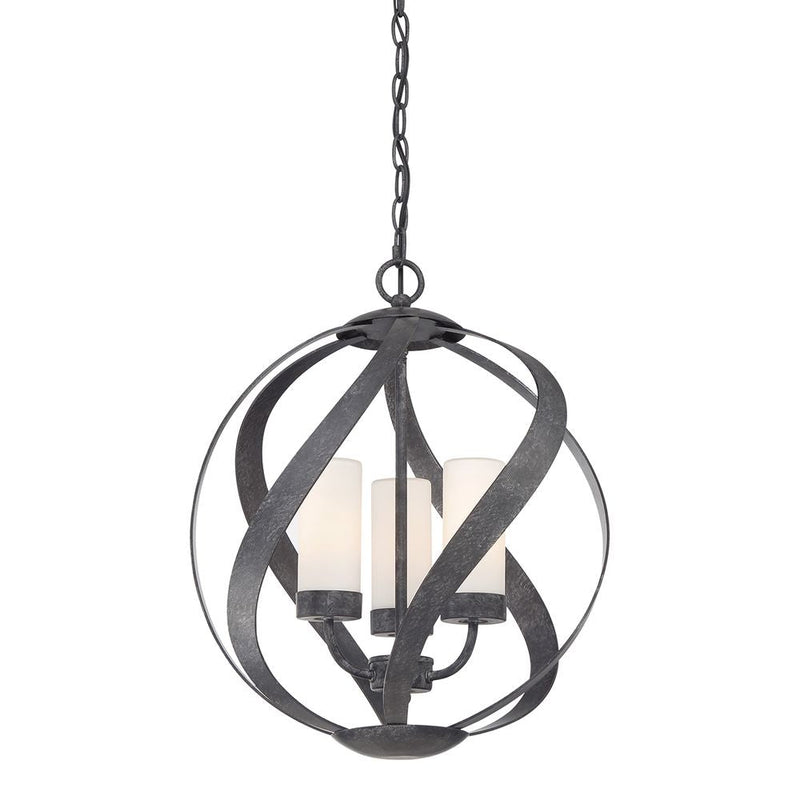 Outdoor ceiling light Quoizel (QN-BLACKSMITH-3P-OBK) Blacksmith steel, opal etched glass E14 3 bulbs