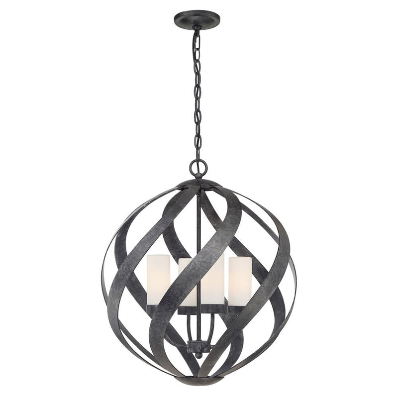 Outdoor ceiling light Quoizel (QN-BLACKSMITH-4P-OBK) Blacksmith steel, opal etched glass E14 4 bulbs