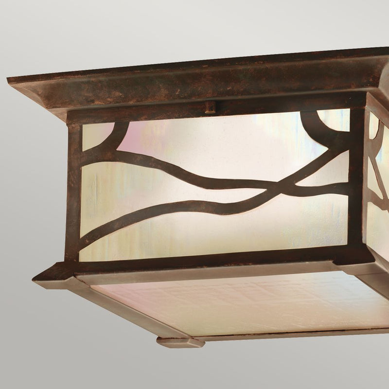 Outdoor ceiling light Kichler (QN-MORRIS-F) Morris aluminium, inside etched iridized seeded glass E27 2 bulbs