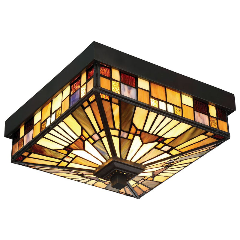 Outdoor ceiling light Quoizel (QZ-INGLENOOK-F) Inglenook Outdoor tiffany glass, metal E27 2 bulbs