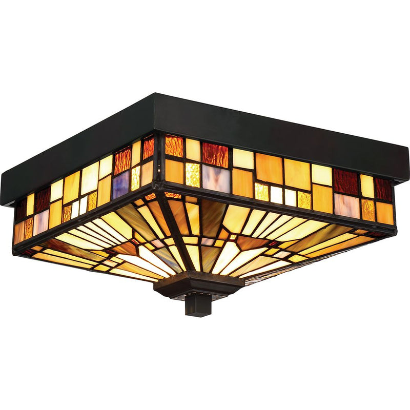 Outdoor ceiling light Quoizel (QZ-INGLENOOK-F) Inglenook Outdoor tiffany glass, metal E27 2 bulbs