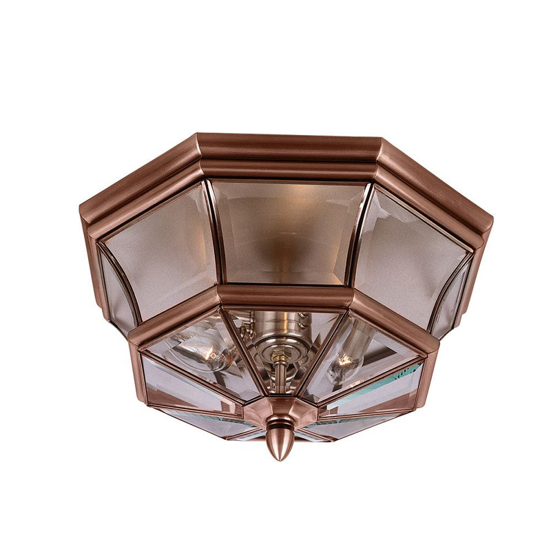 Outdoor ceiling light Quoizel (QZ-NEWBURY-F-AC) Newbury solid brass, bevelled glass E14 3 bulbs