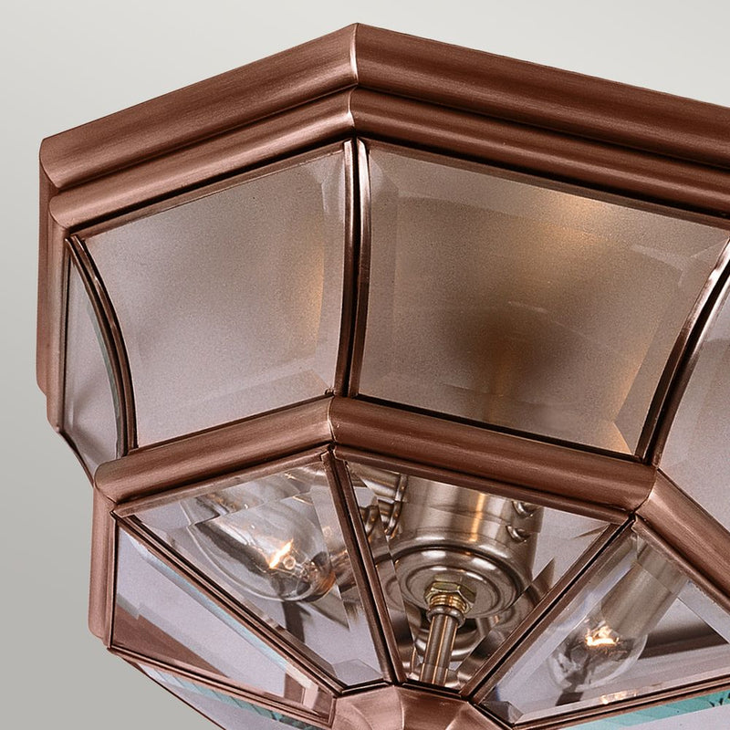 Outdoor ceiling light Quoizel (QZ-NEWBURY-F-AC) Newbury solid brass, bevelled glass E14 3 bulbs