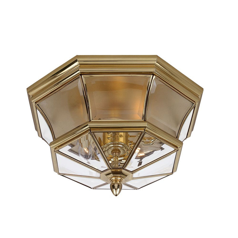 Outdoor ceiling light Quoizel (QZ-NEWBURY-F-PB) Newbury solid brass, bevelled glass E14 3 bulbs