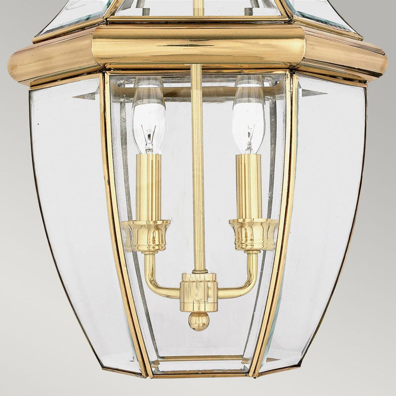 Outdoor ceiling light Quoizel (QZ-NEWBURY8-L-PB) Newbury solid brass, bevelled glass E14 2 bulbs