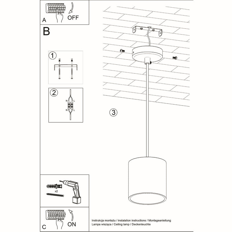 Sollux Lighting Orbis Foco colgante de techo 1L aluminio GU10