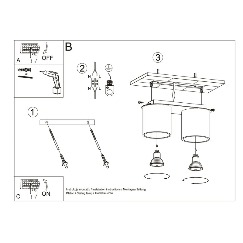 Sollux Lighting Orbis 2L spots de plafond aluminium GU10, L 26cm