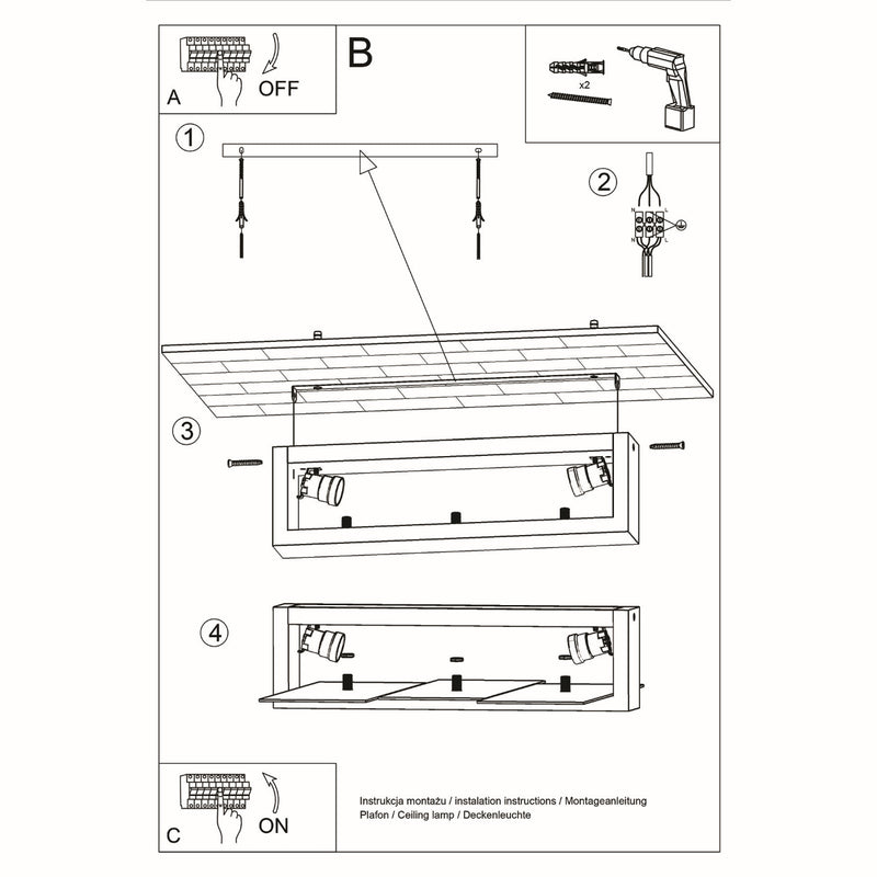 Sollux Lighting Feniks Lámpara de techo empotrada 2L madera E27, An. 43cm