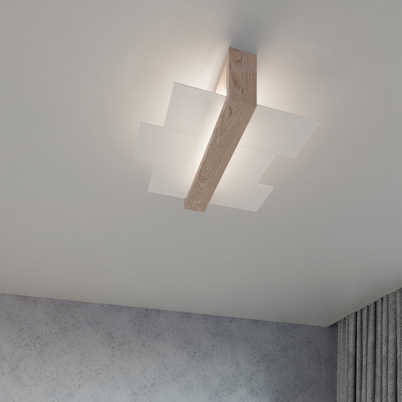 Sollux Lighting Feniks Lampada da soffitto da incasso 2L legno E27, L 43 cm