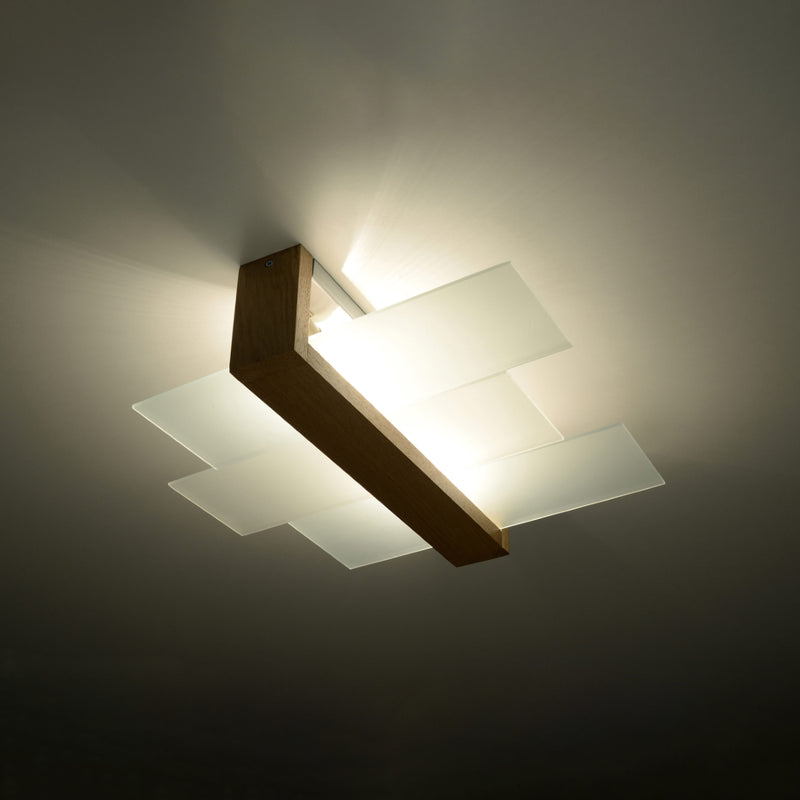 Sollux Lighting Feniks 2L plafonnier encastré bois E27, L 43cm