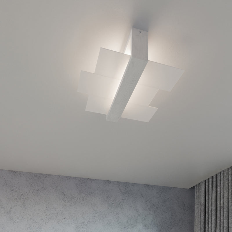 Sollux Lighting Feniks 2L plafonnier encastré bois E27, L 43cm