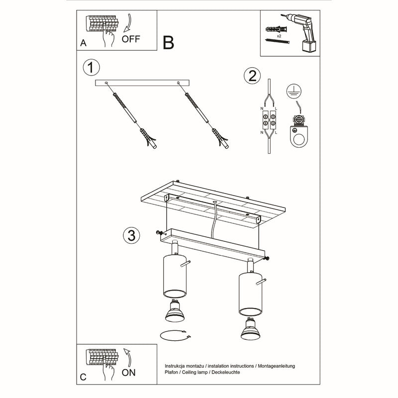 Sollux Lighting Ring 2L faretti da soffitto acciaio GU10