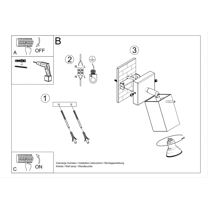 Sollux Lighting Merida 1L Akzentwandleuchte Stahl GU10