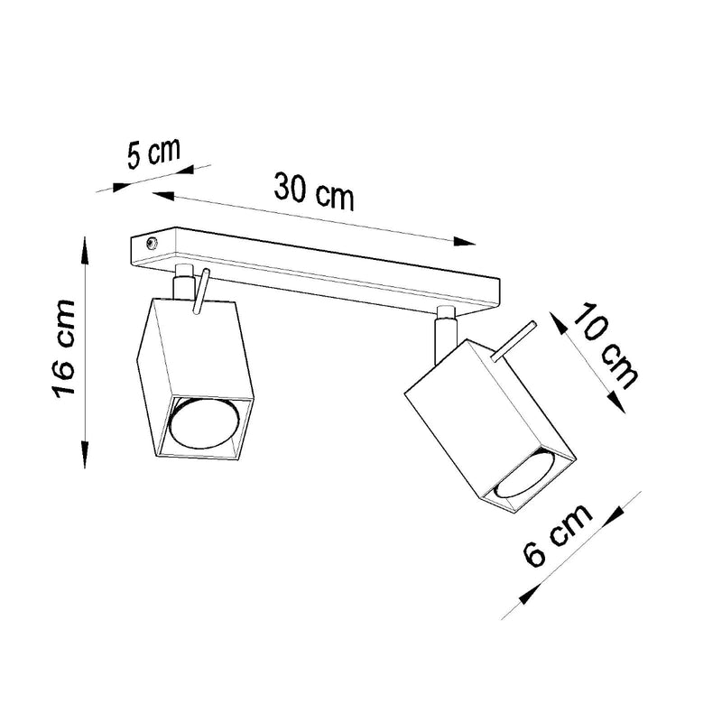 Sollux Lighting Merida 2L spots de plafond acier GU10, L 30cm