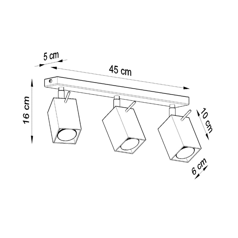 Sollux Lighting Merida 3L monorail belysningslampe stål GU10, B 45cm