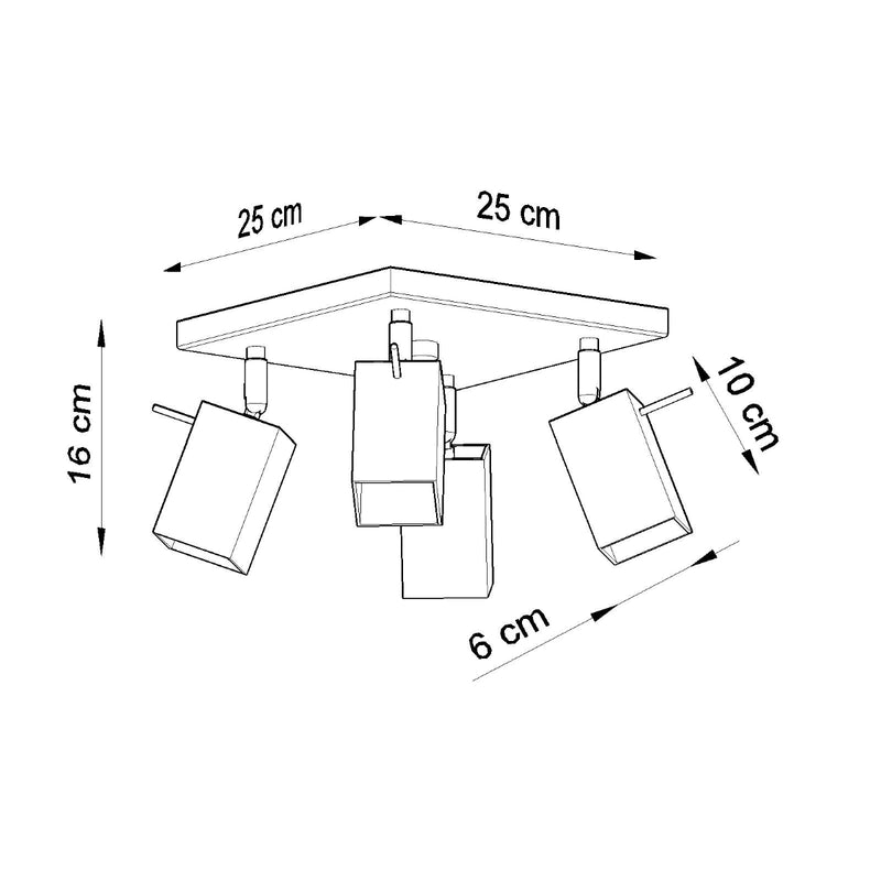 Sollux Lighting Merida 4L focos de techo acero GU10, L 25cm