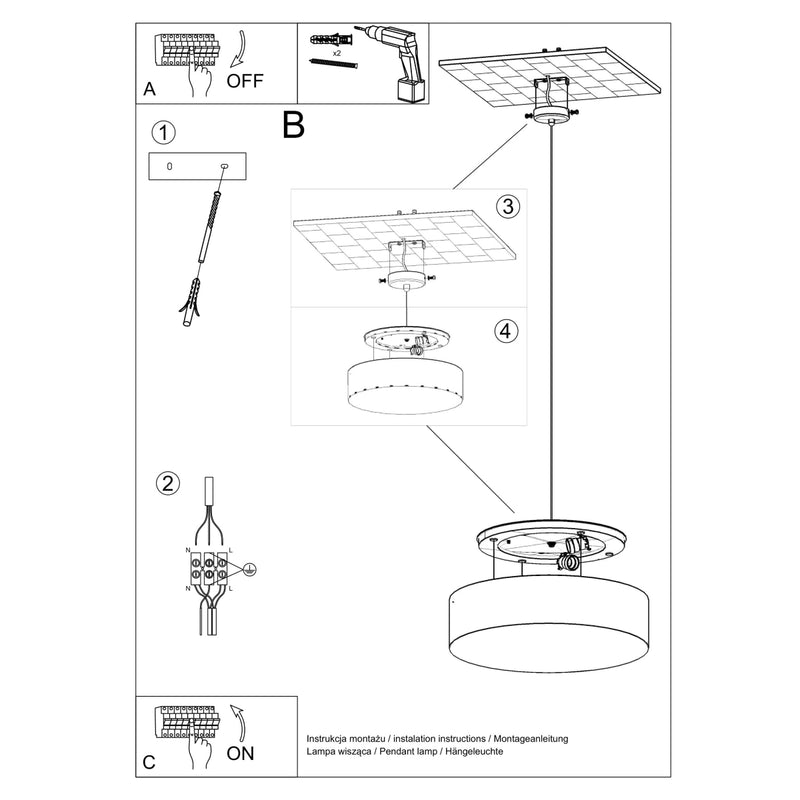 Sollux Lighting Arena 2L riippuvalaisin PVC E27, D 35-45cm