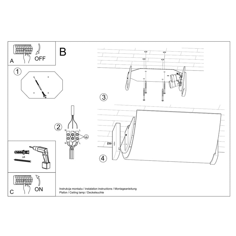 Sollux Lighting Emilio 2L forsænket loftslampe træ E27