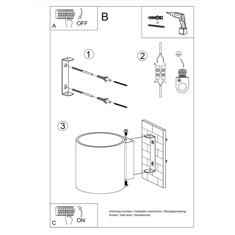 Sollux Lighting Vici 1L washer sconce wall lamp glass G9