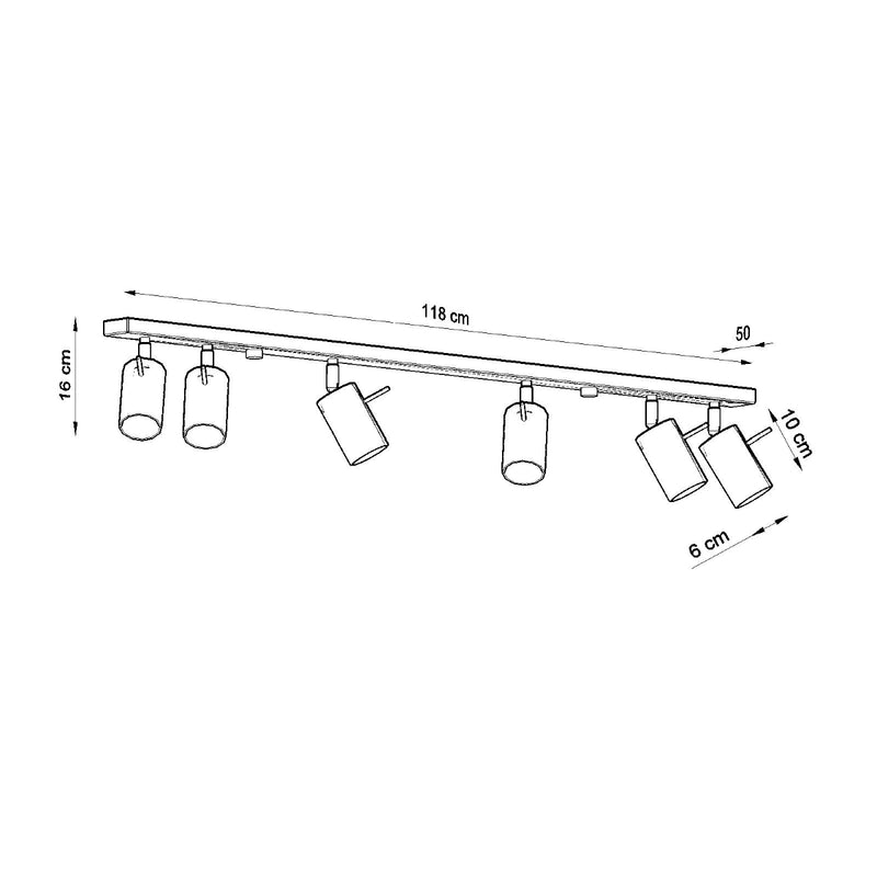 Sollux Lighting Ring 6L lámpara de iluminación monorraíl acero GU10, An. 118 cm