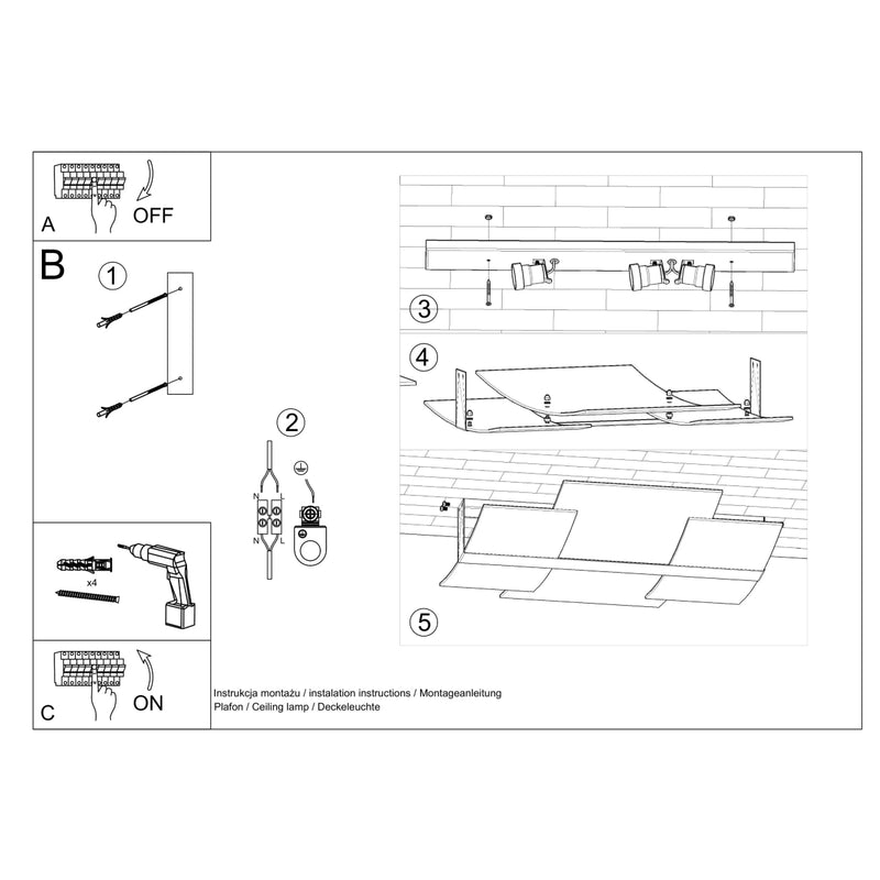 Sollux Lighting Celia 3L lampada da soffitto da incasso in acciaio E27