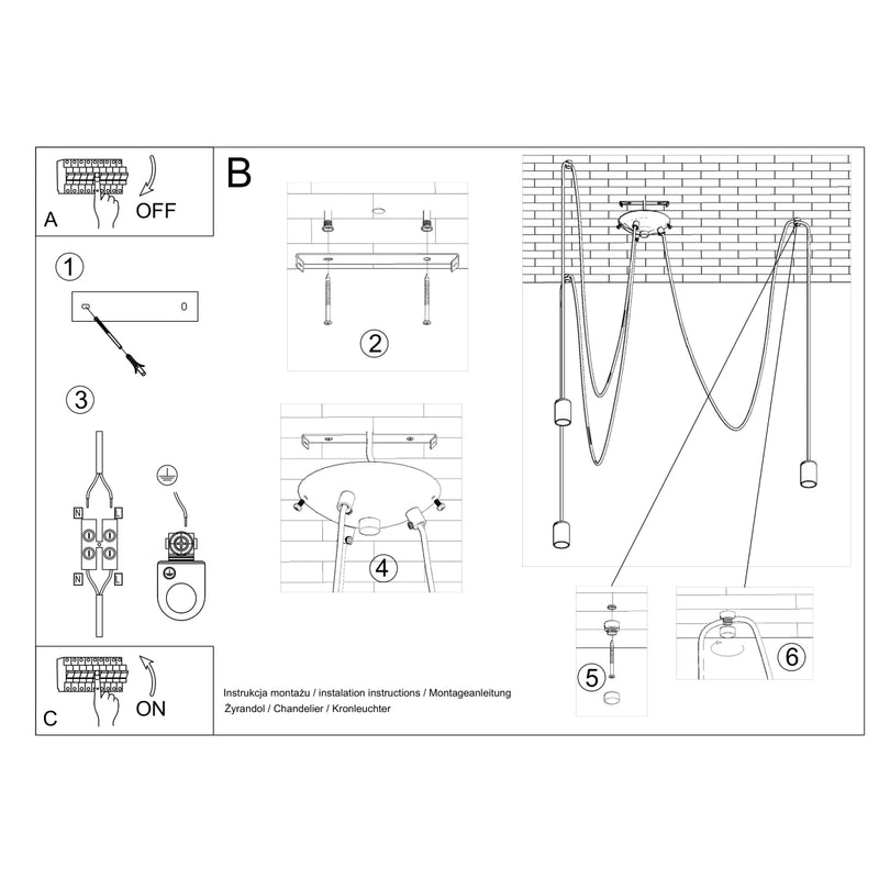 Sollux Lighting Edison 3L riippuvalaisin terästä E27