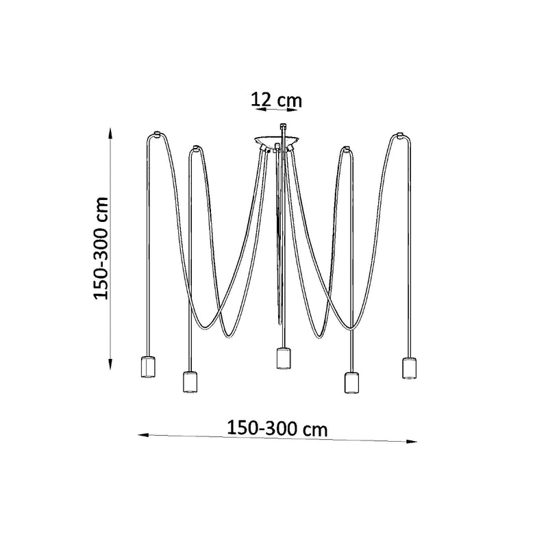 Sollux Lighting Lampada a sospensione Edison 5L in acciaio E27