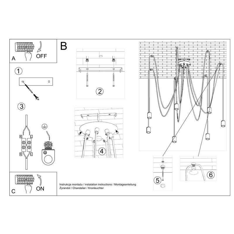 Sollux Lighting Edison 7L Lámpara colgante acero E27