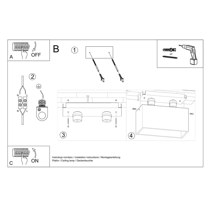 Sollux Lighting Quad 2L spots de plafond aluminium GU10