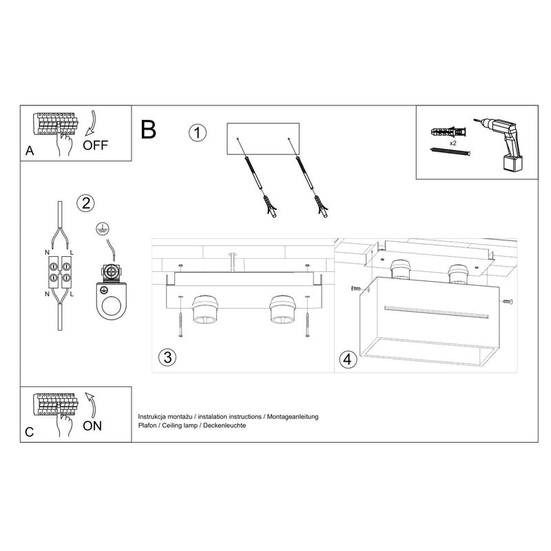 Sollux Lighting Lobo 2L ceiling lamp aluminium G9