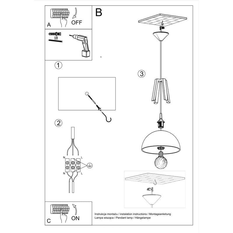 Sollux Lighting Casco 1L pandant lamp steel E27