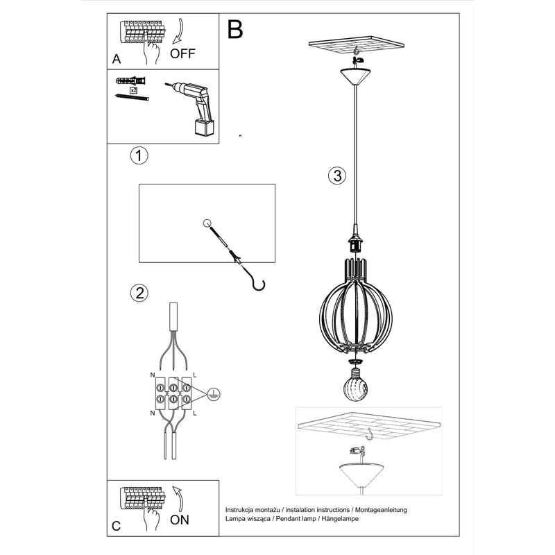 Sollux Lighting Arancia 1L Lámpara colgante madera E27