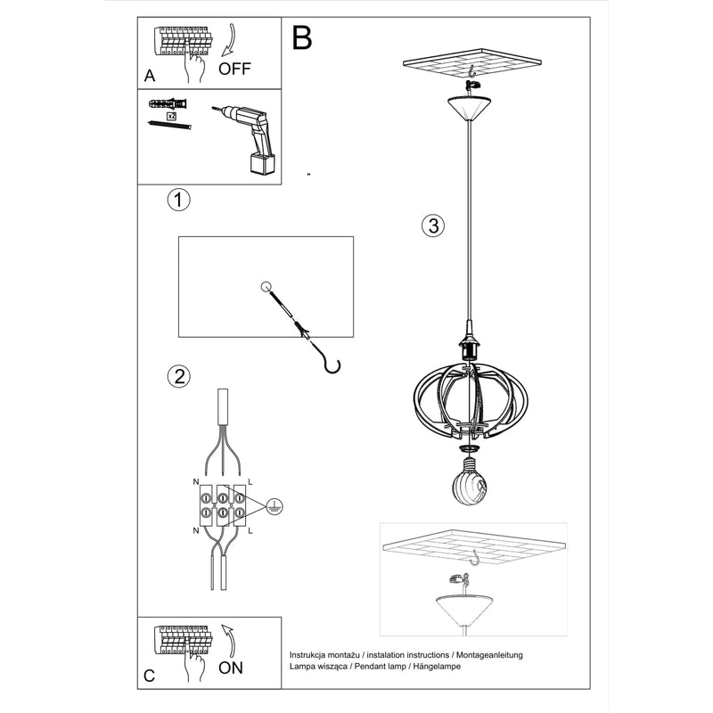 Sollux Lighting Mandelino 1L pandant lamp wood E27