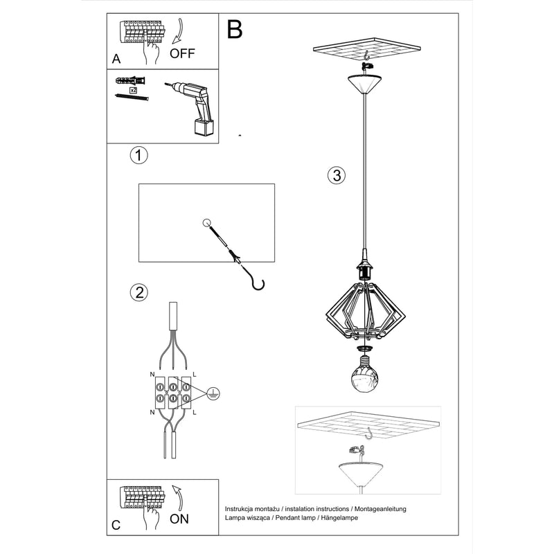 Sollux Lighting Pompelmo 1L Lámpara colgante madera E27