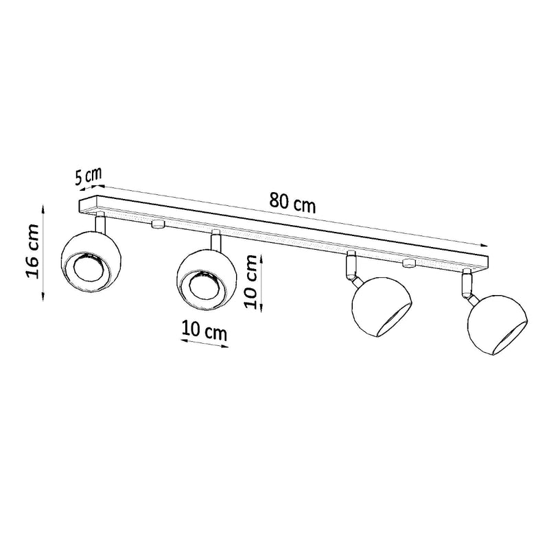 Sollux Lighting Oculare 4L yksikiskovalaisin teräs GU10, leveys 80cm