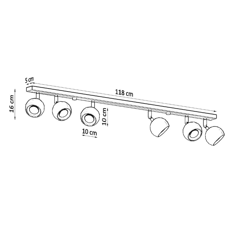 Sollux Lighting Lámpara de iluminación monorraíl Oculare 6L acero GU10, An. 118 cm