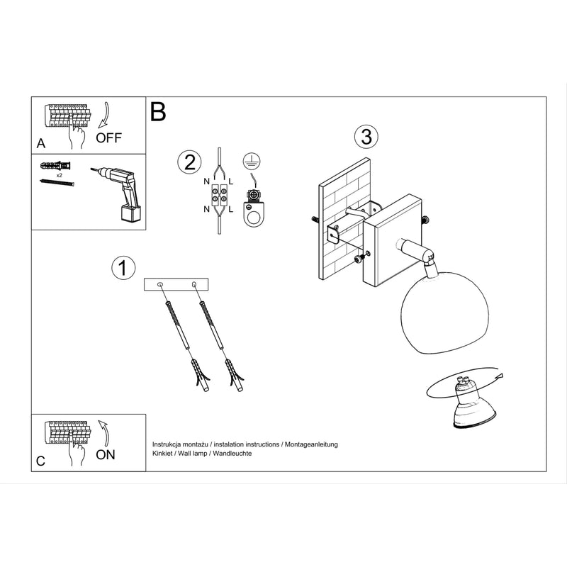 Sollux Lighting Oculare 1L Akzentwandleuchte Stahl GU10