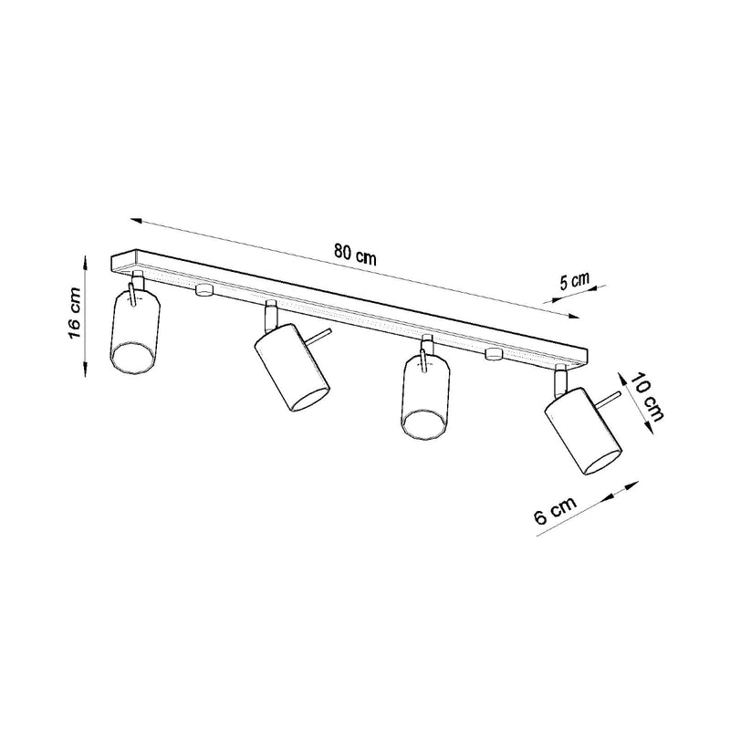 Sollux Lighting Ring 4L Monorail-Beleuchtungslampe Stahl GU10, B 80cm