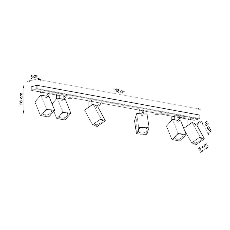 Sollux Lighting Merida 6L monorail lighting lamp steel GU10, W 118cm