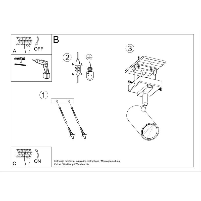 Sollux Lighting Direzione 1L ceiling spotlight steel GU10