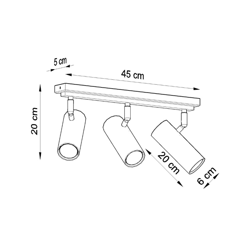 Sollux Lighting Direzione 3L Faretto da soffitto in acciaio GU10