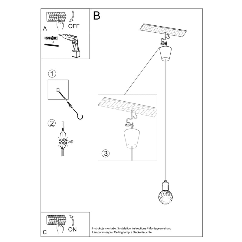 Sollux Lighting Diego 1L pendel PVC E27