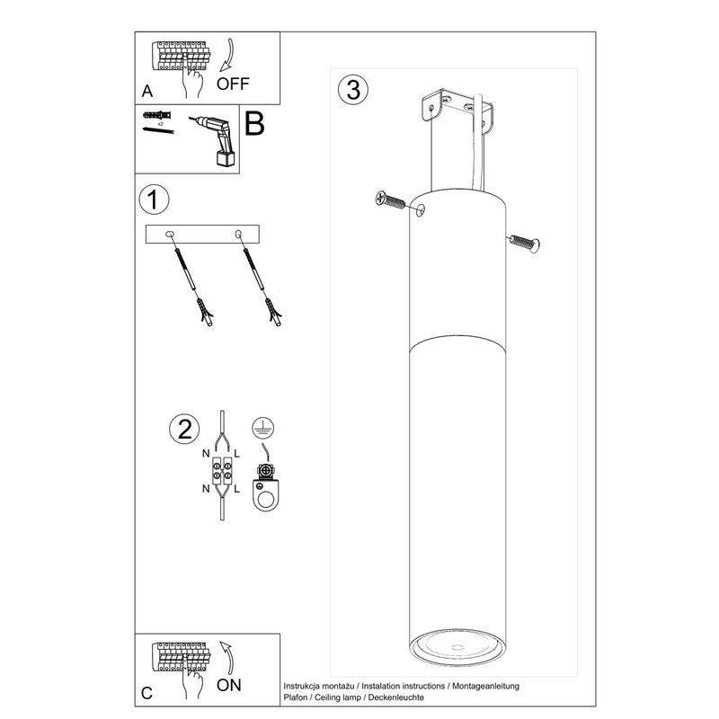 Sollux Lighting Pablo Foco de techo 1L acero GU10