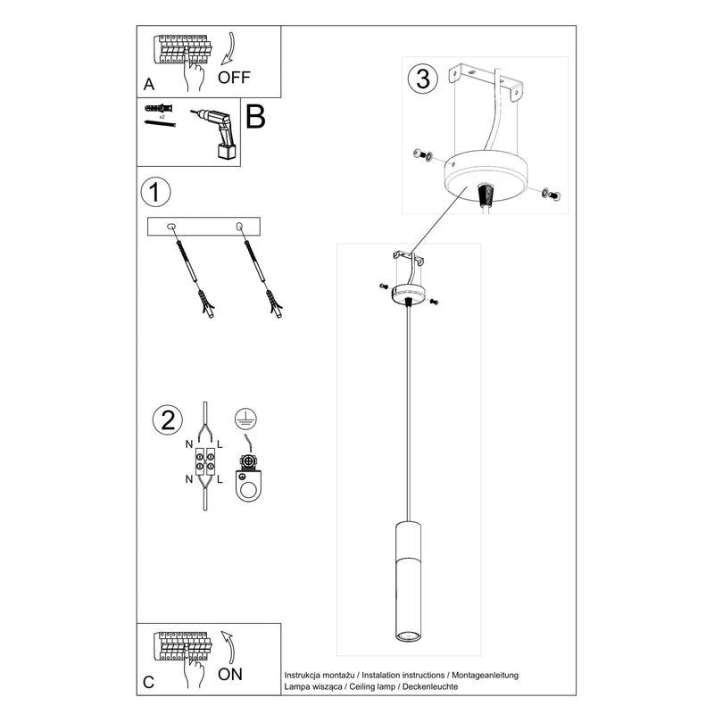 Sollux Lighting Pablo 1L plafondpendelspot staal GU10