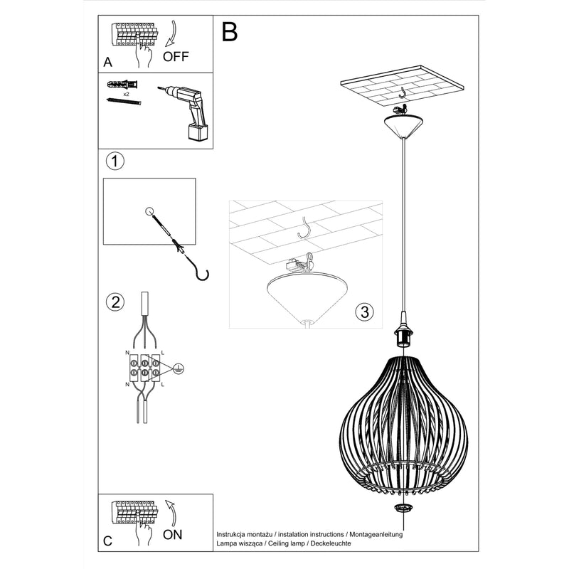 Sollux Lighting Aprilla 1L lampe à suspension bois E27